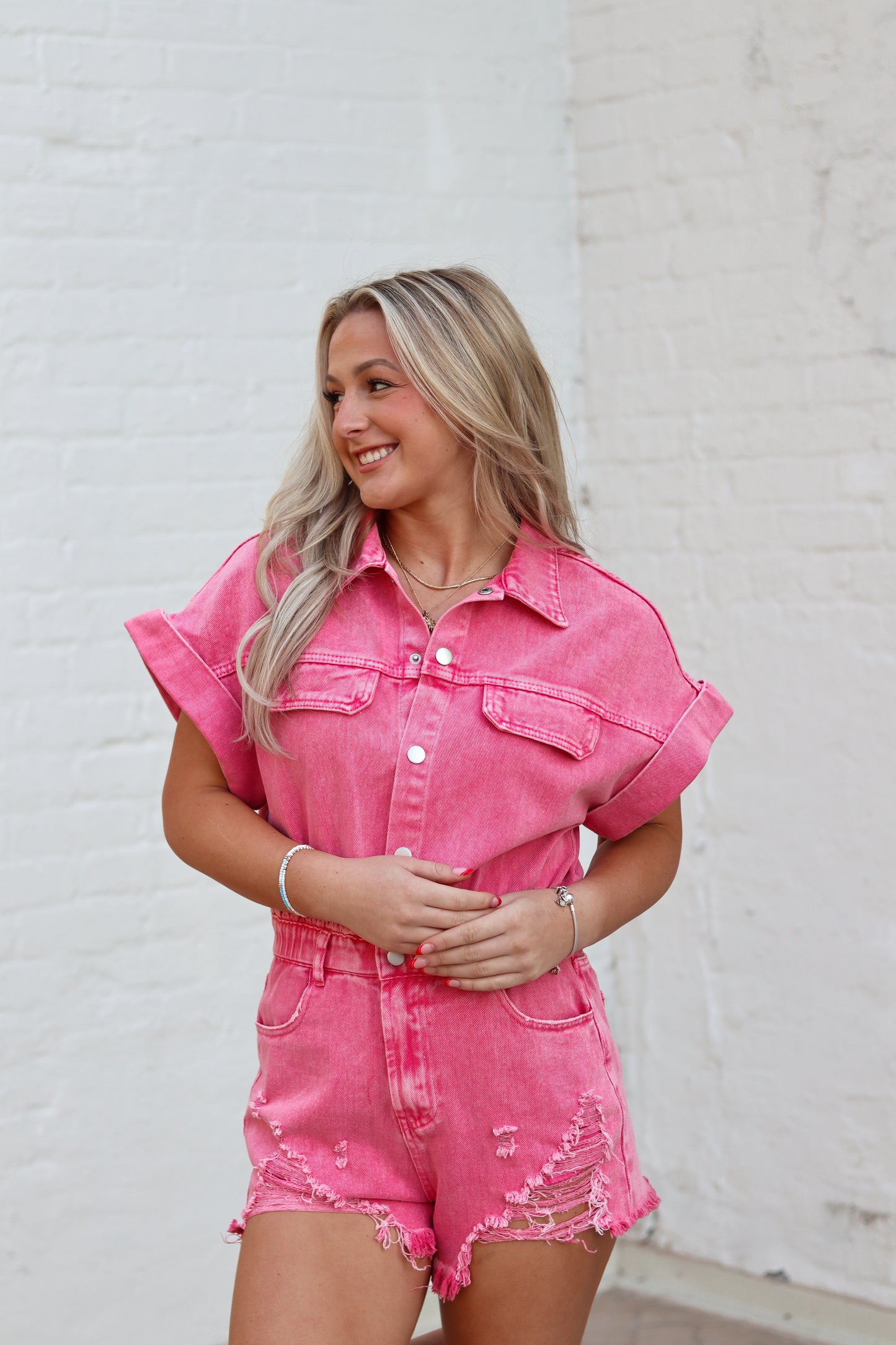 Distressed Denim Romper