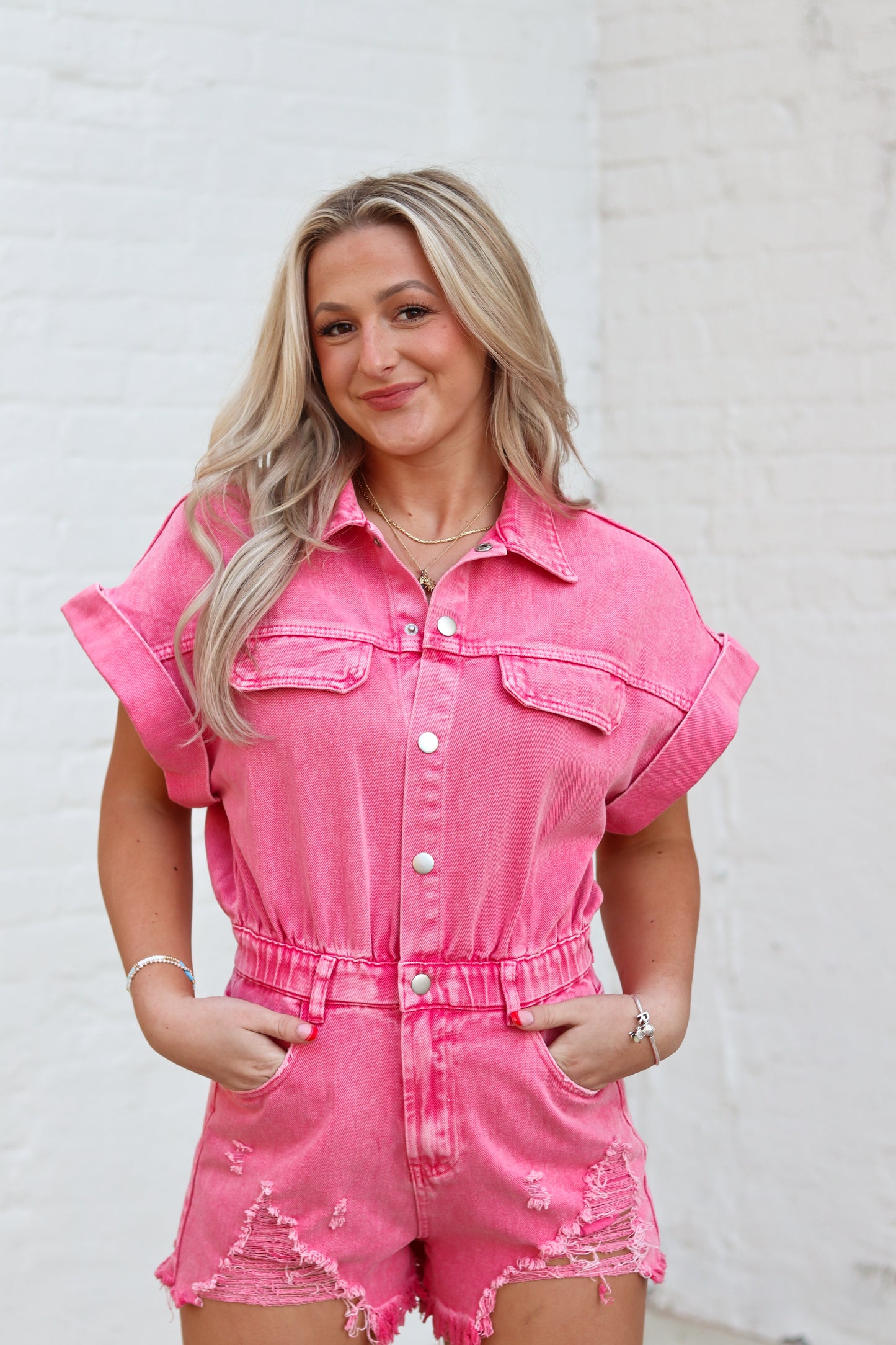 Distressed Denim Romper