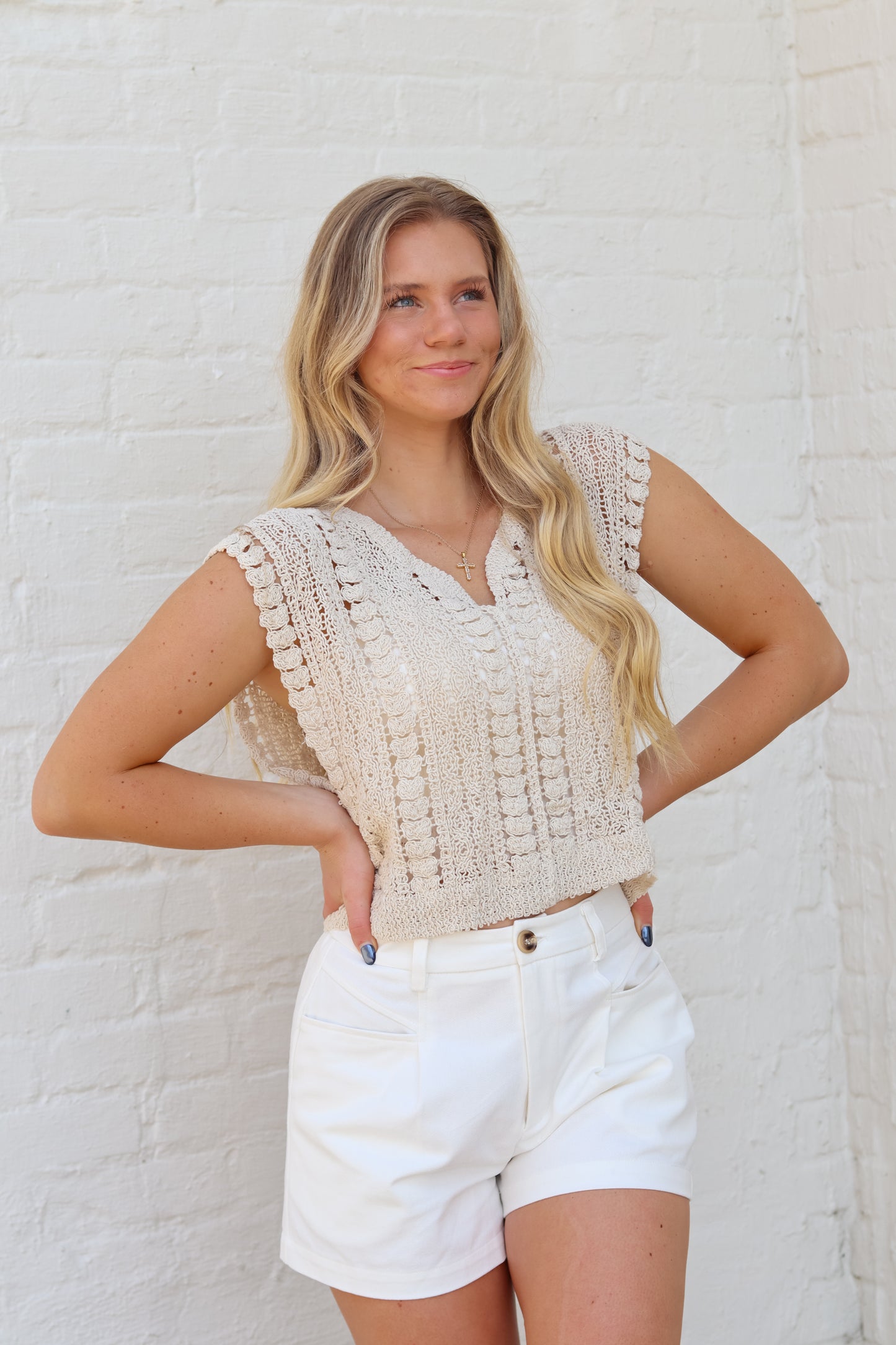 Juliana Crochet Top - Natural