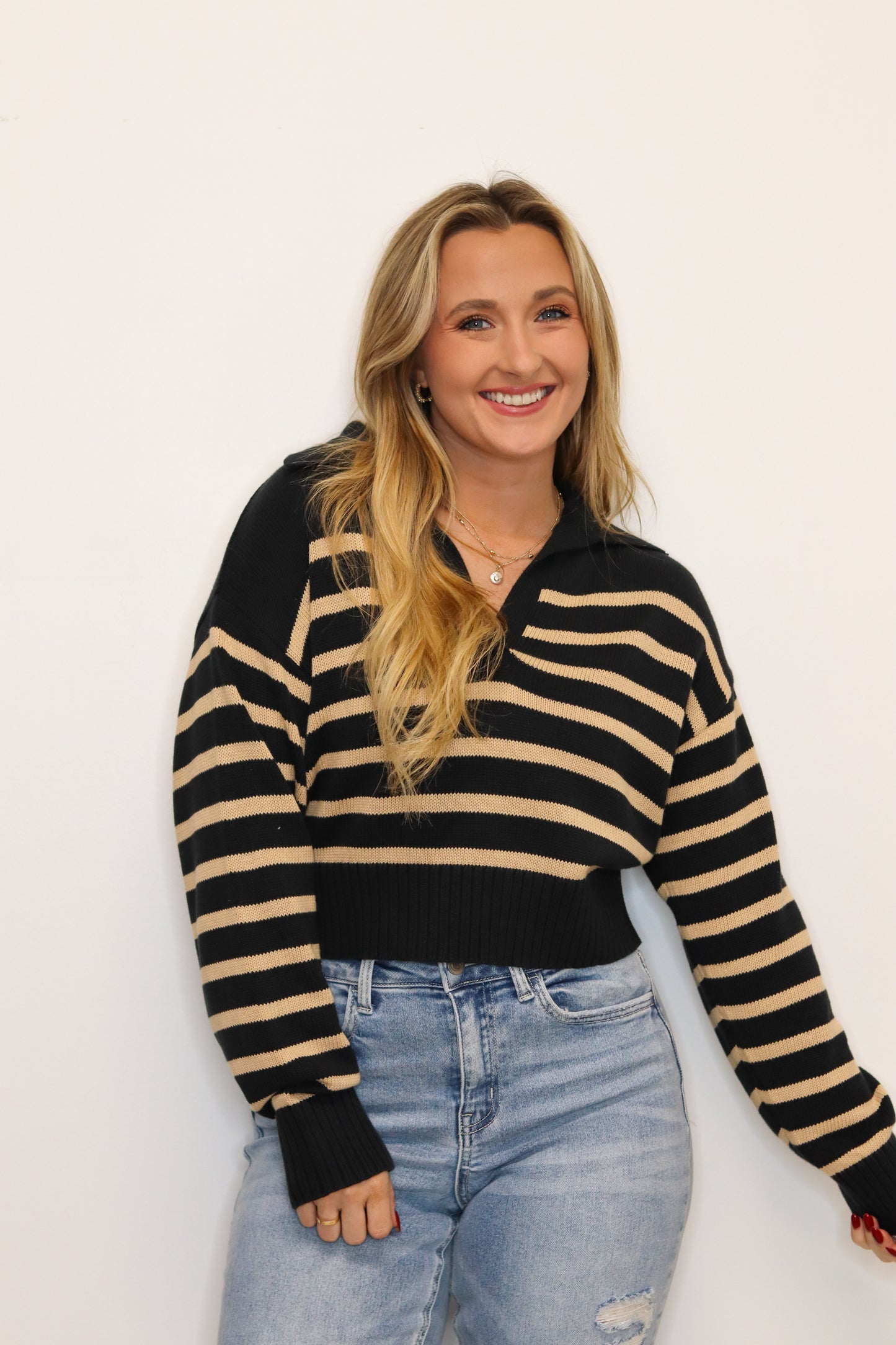 Alina Sweater - Black & Khaki