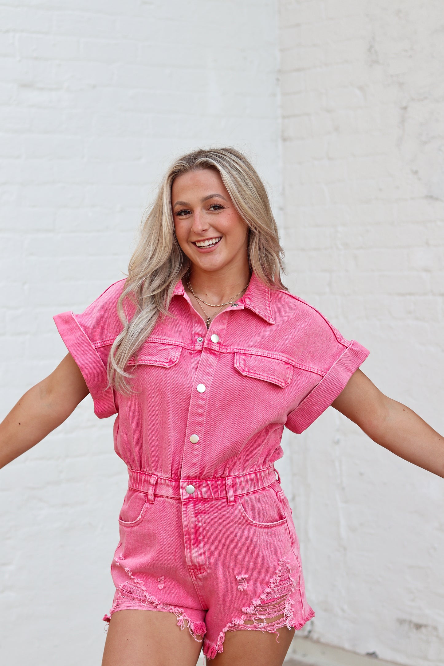 Distressed Denim Romper