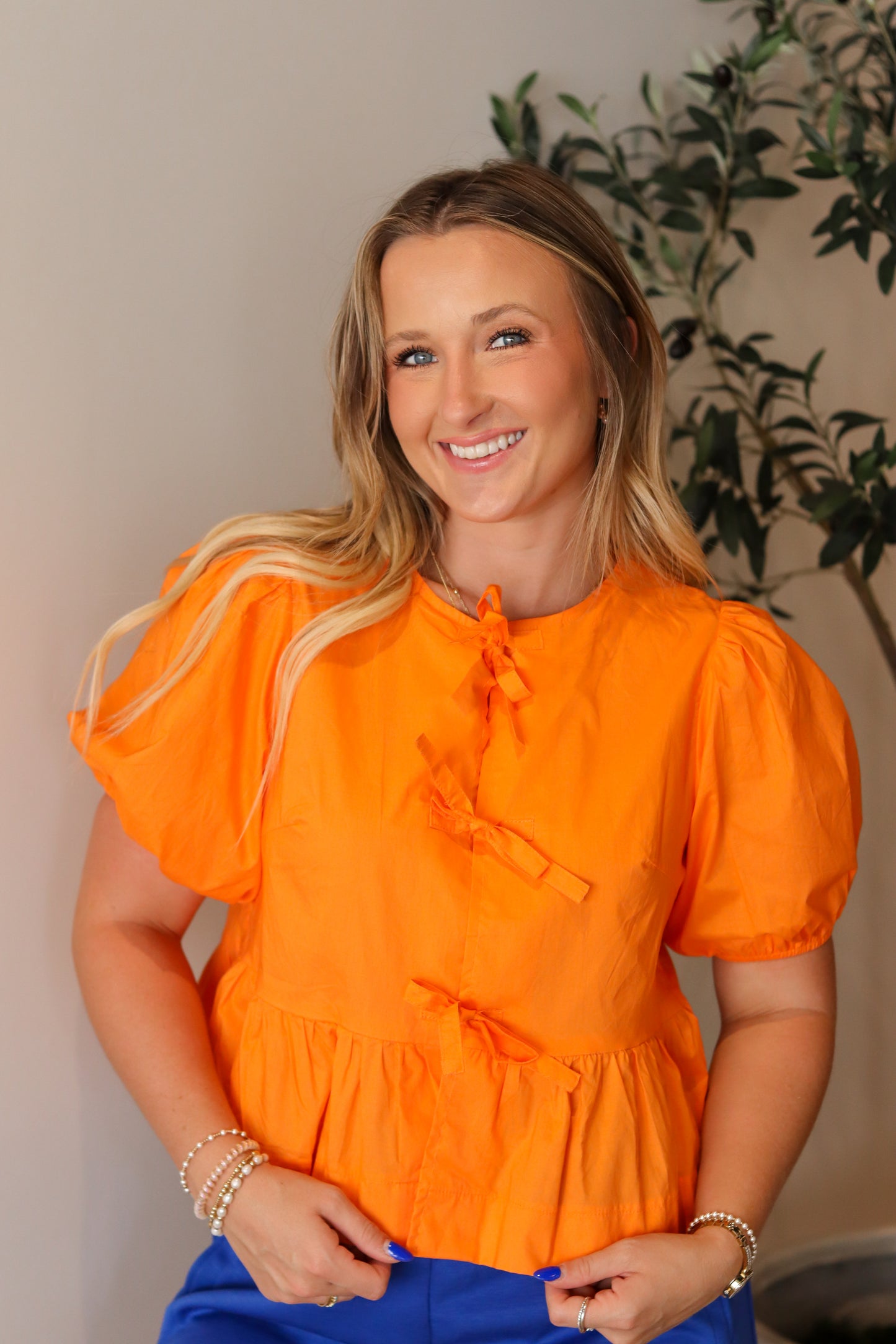 Hailey Bow Blouse - Orange