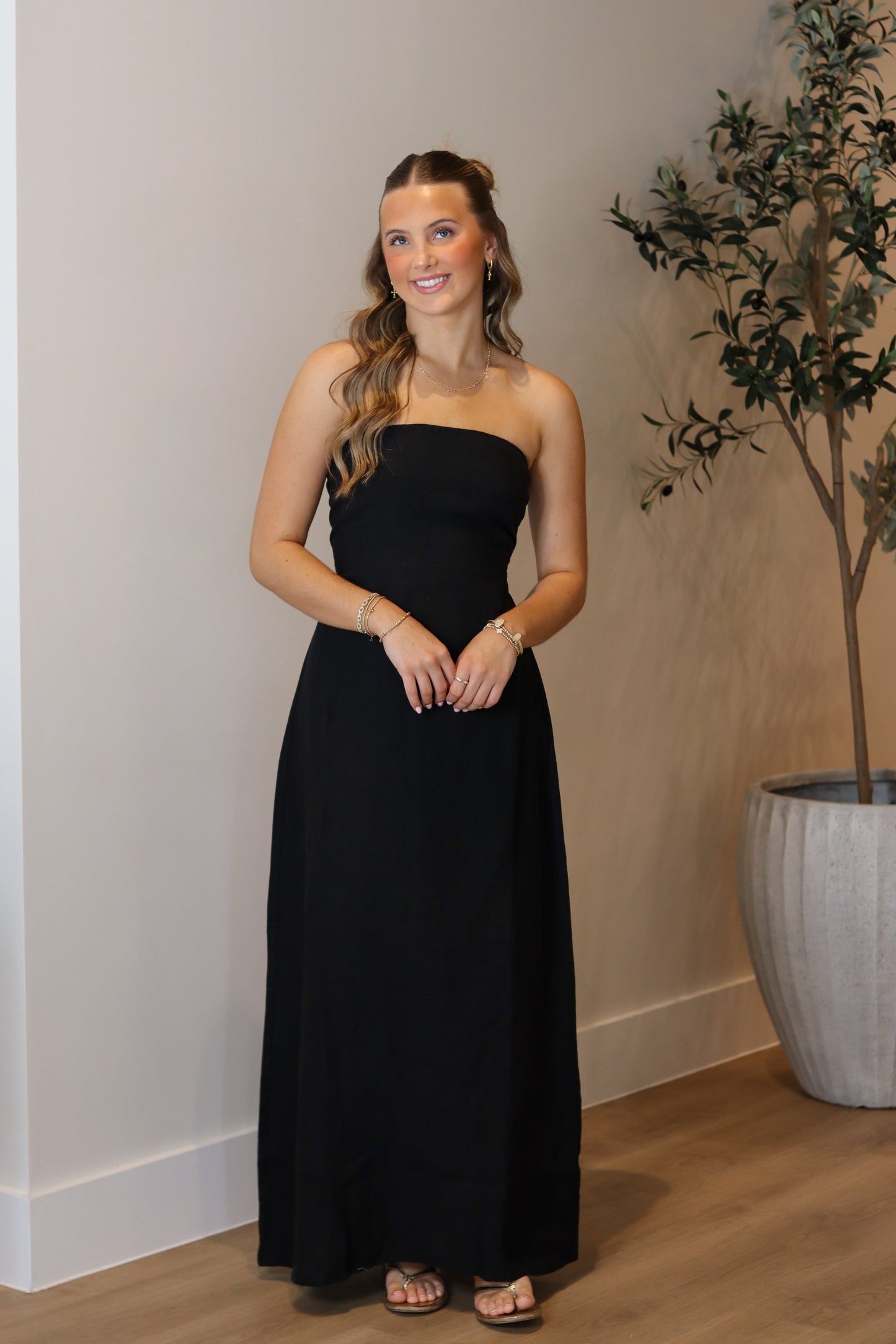 Moonlight Strapless Linen Dress