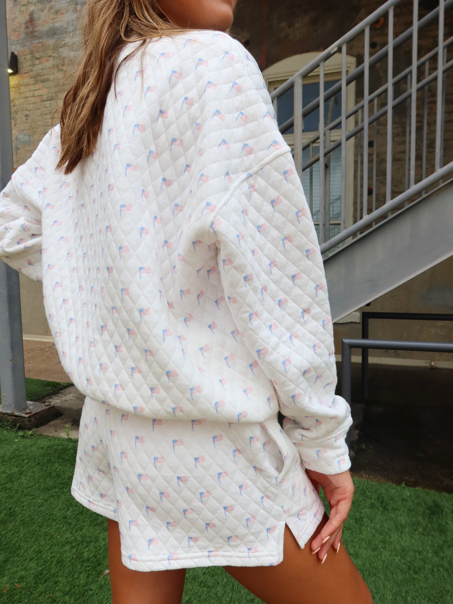 American Flag Quilted Sweatshirt