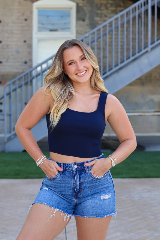 Ole Glory Knit Tank - Navy