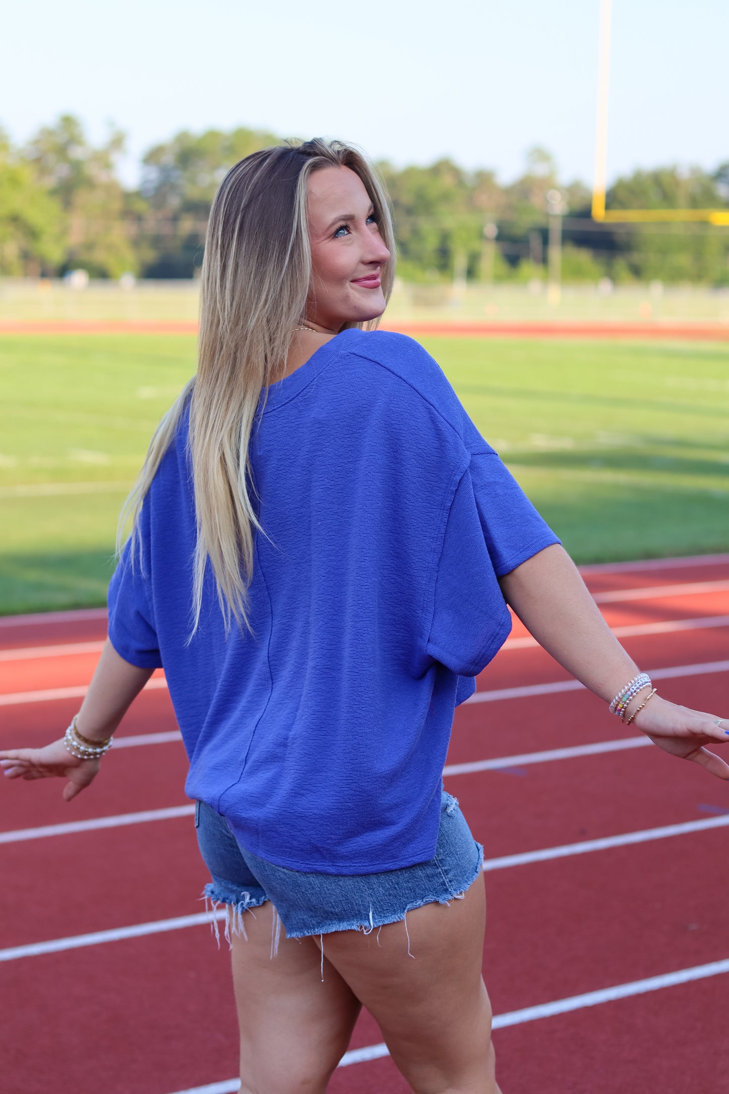 Vienna V-Neck Top - Blue