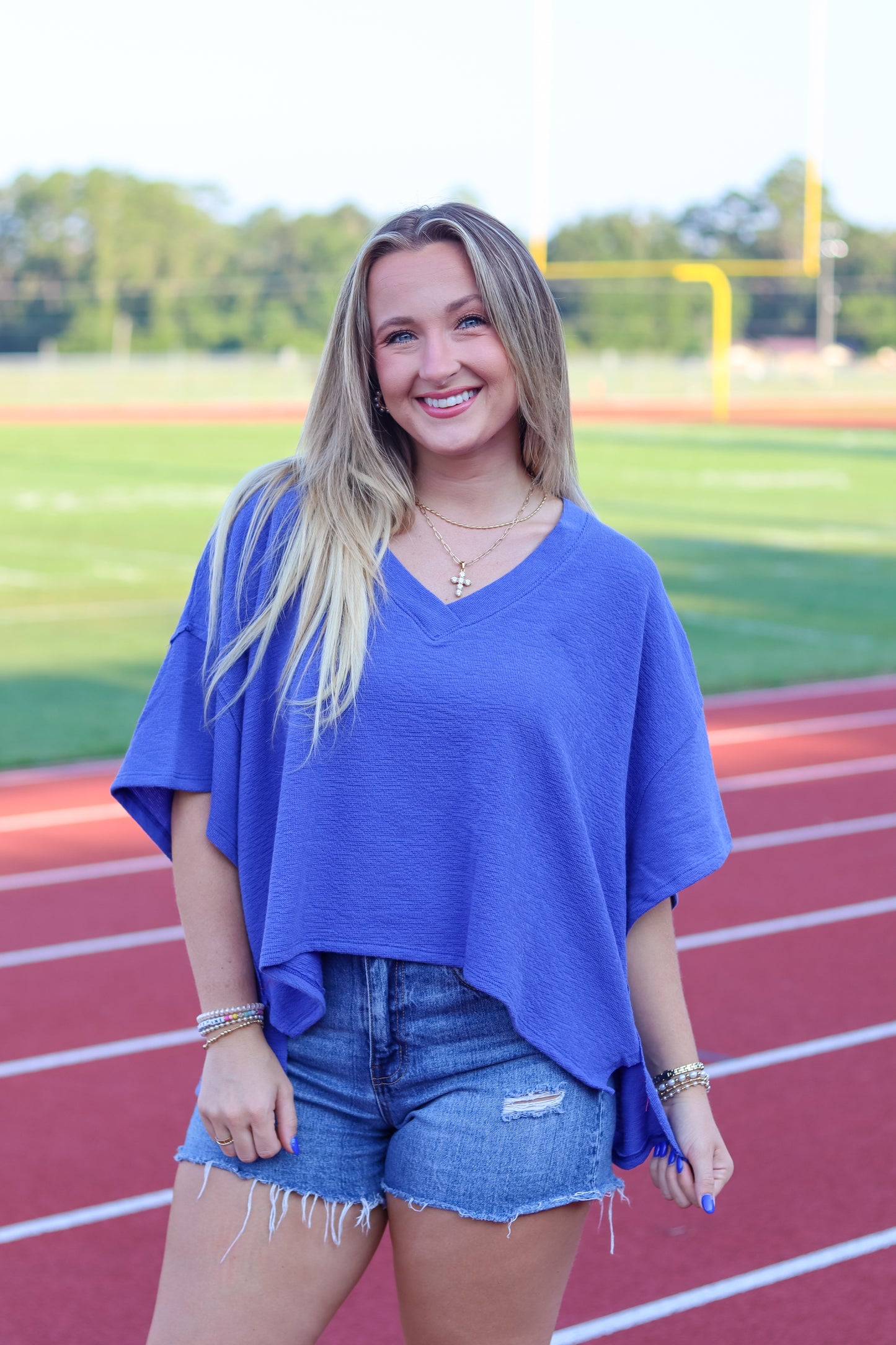 Vienna V-Neck Top - Blue