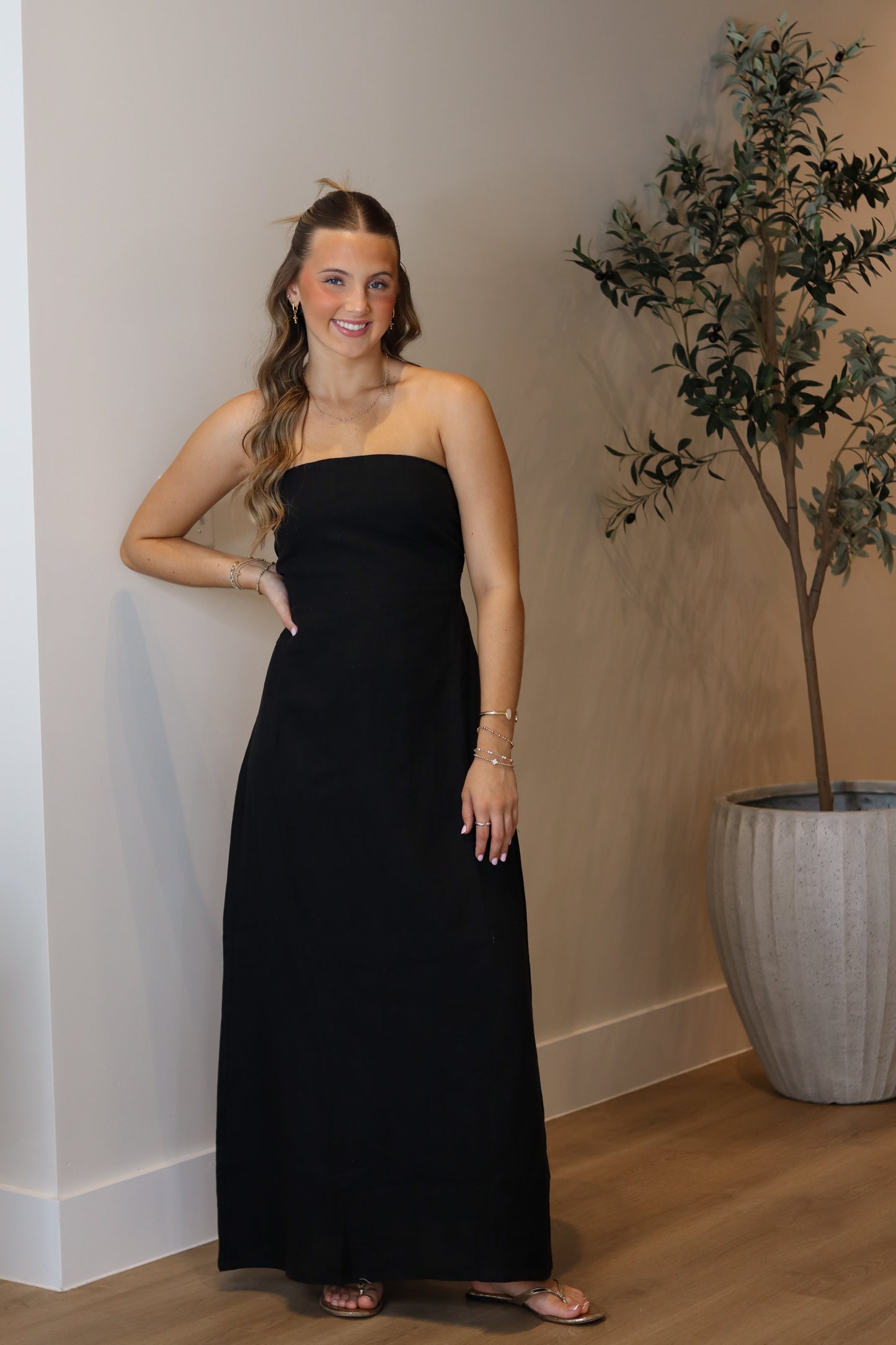 Moonlight Strapless Linen Dress