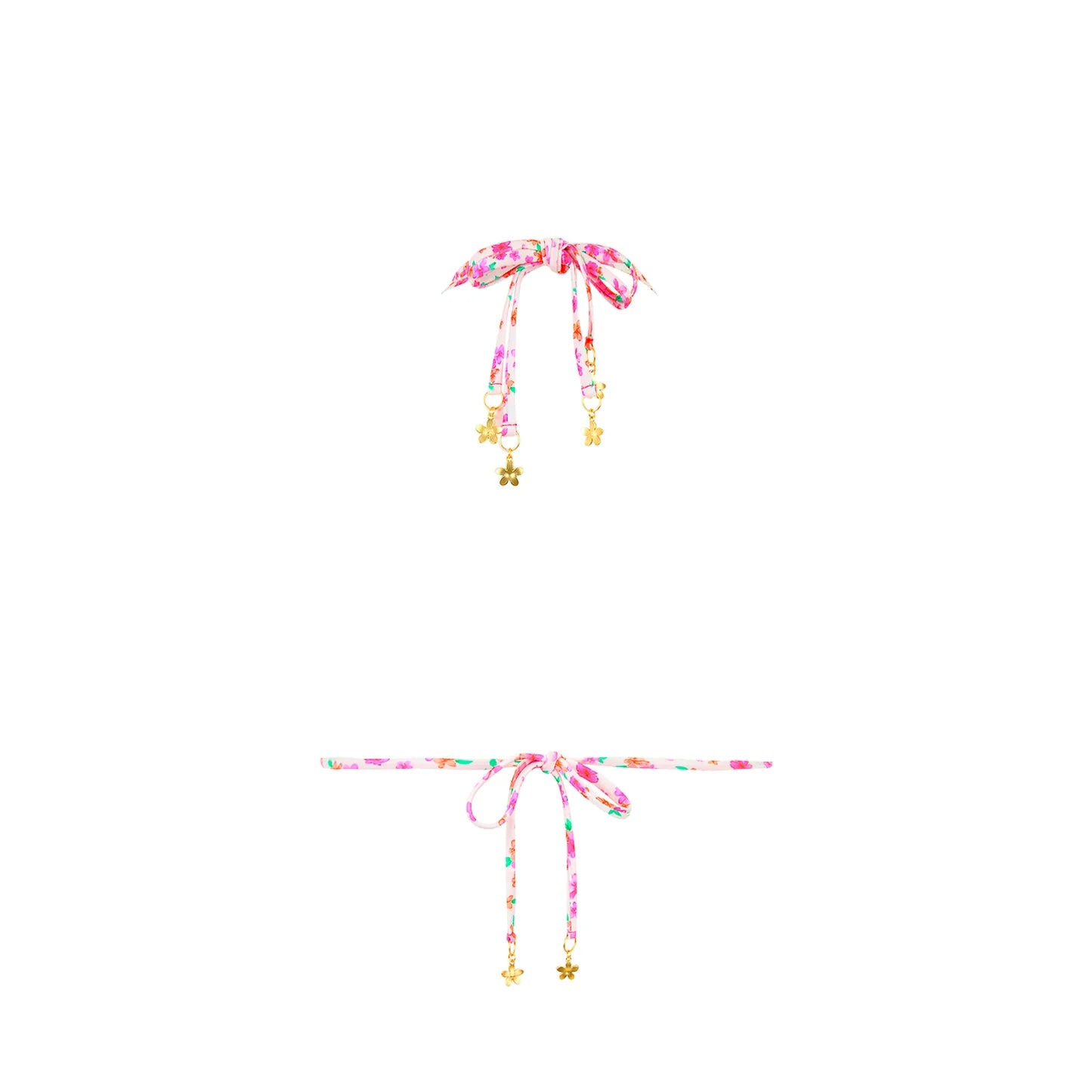 Halter Bralette Bikini Top - Flamingo Flora