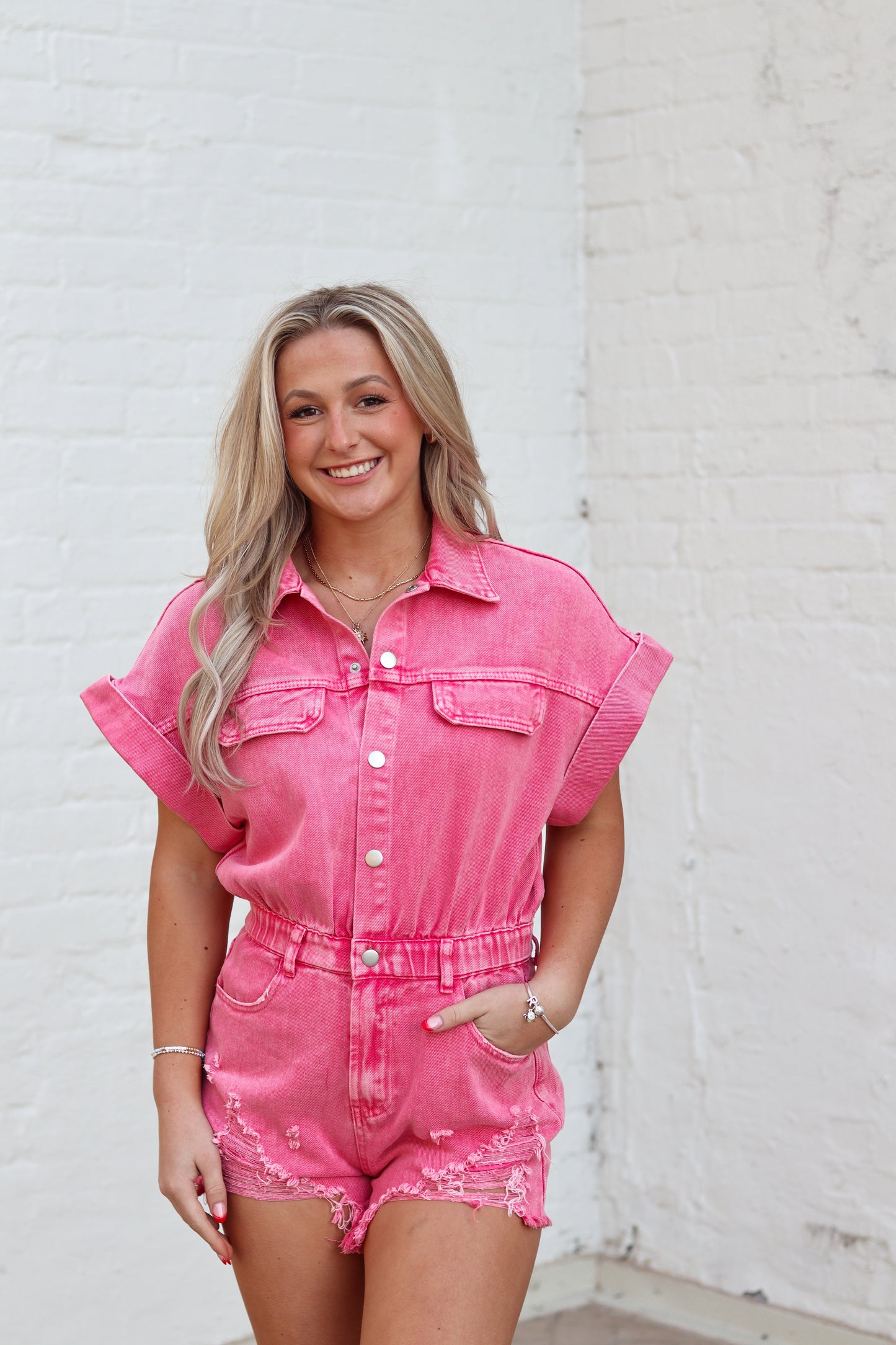 Distressed Denim Romper