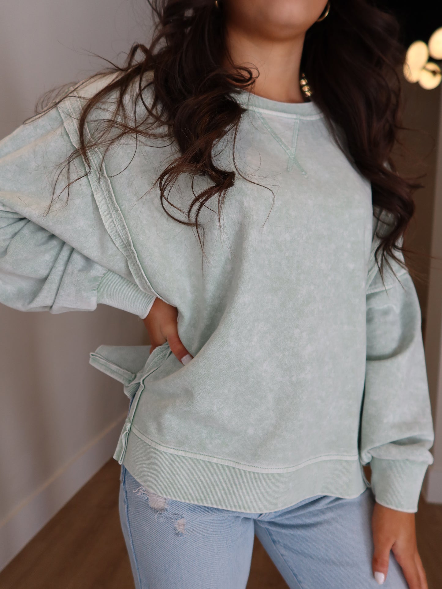 Daisy Long Sleeve - Dusty Mint