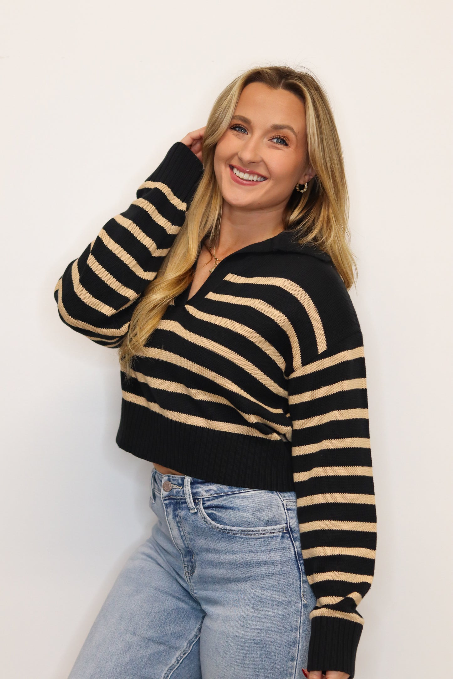 Alina Sweater - Black & Khaki