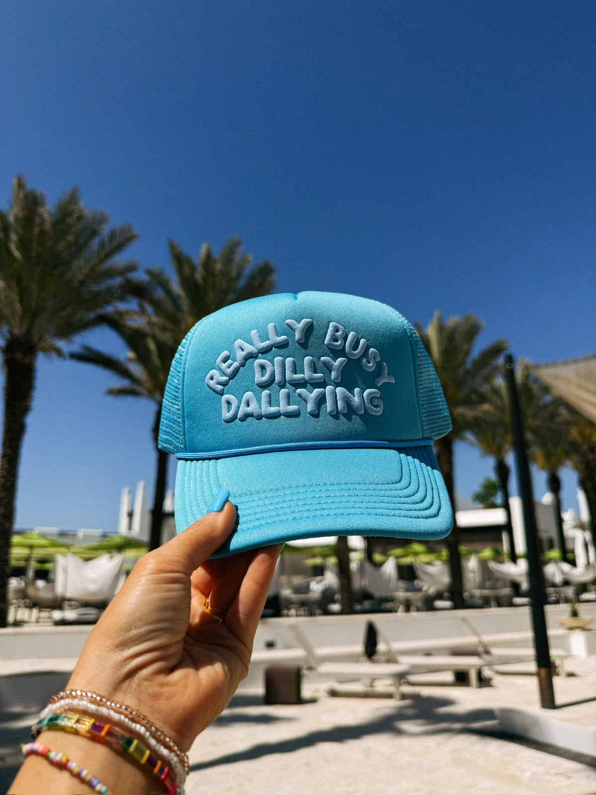 Really Busy Dilly Dallying Trucker Hat - Blue