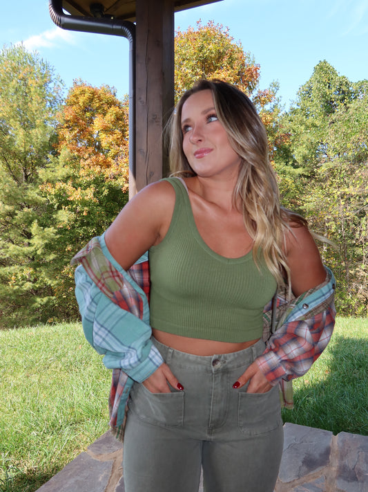 Ribbed Seamless Tank - Apple Green