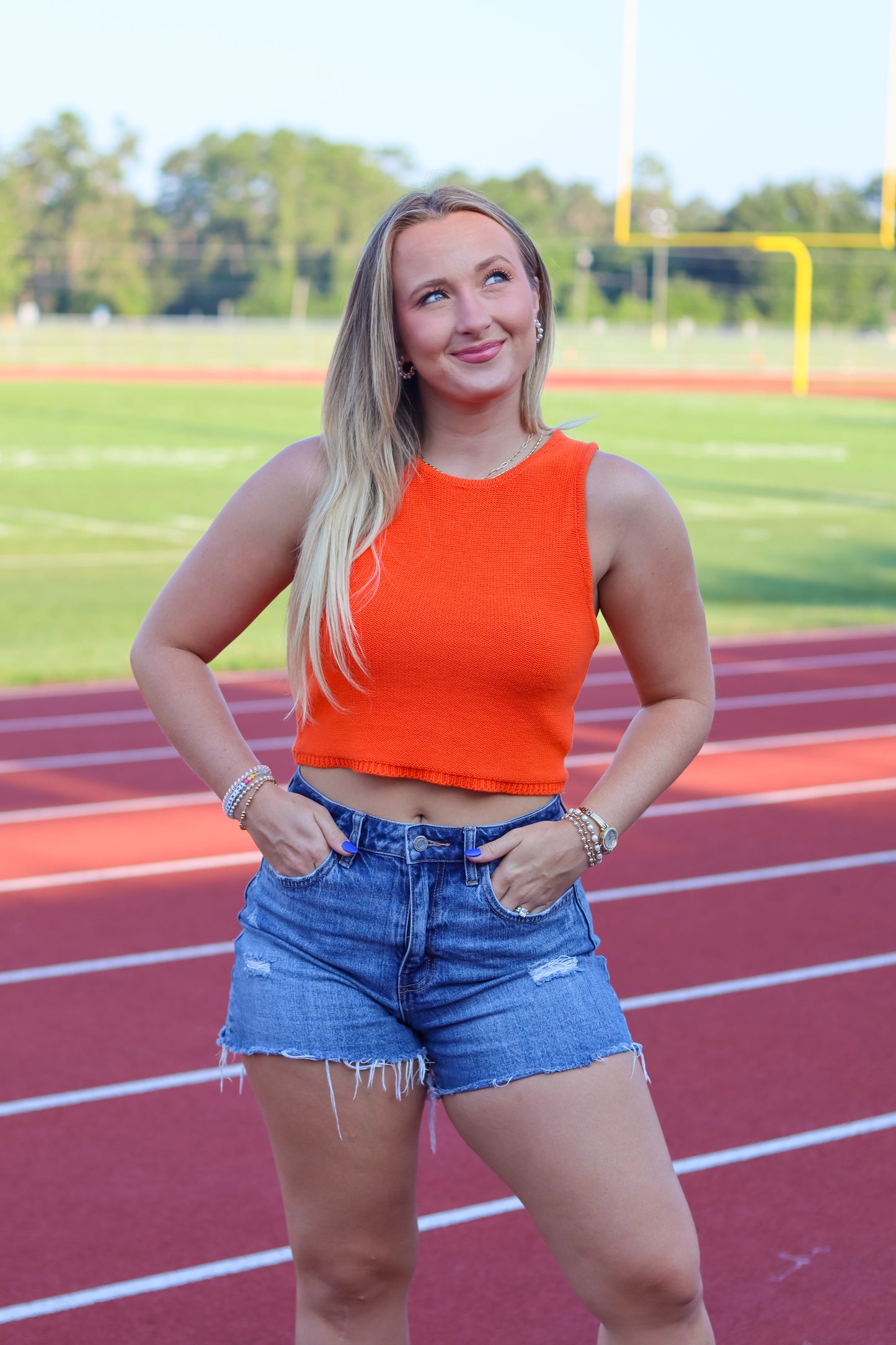 Lara Cropped Knit Top - Orange