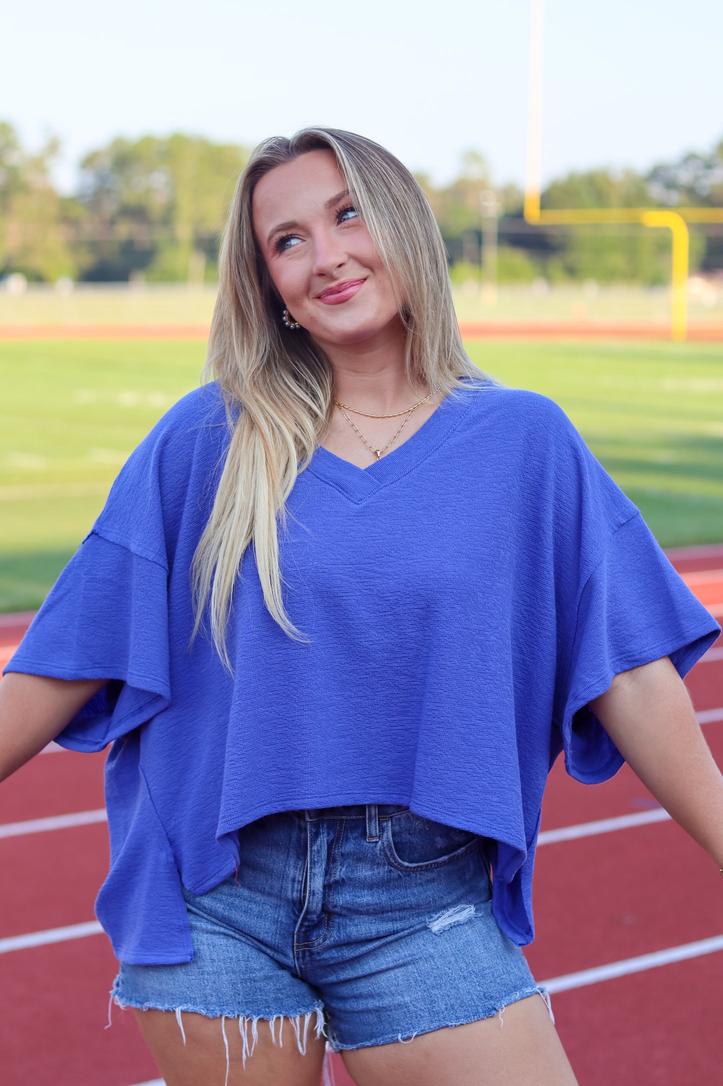Vienna V-Neck Top - Blue