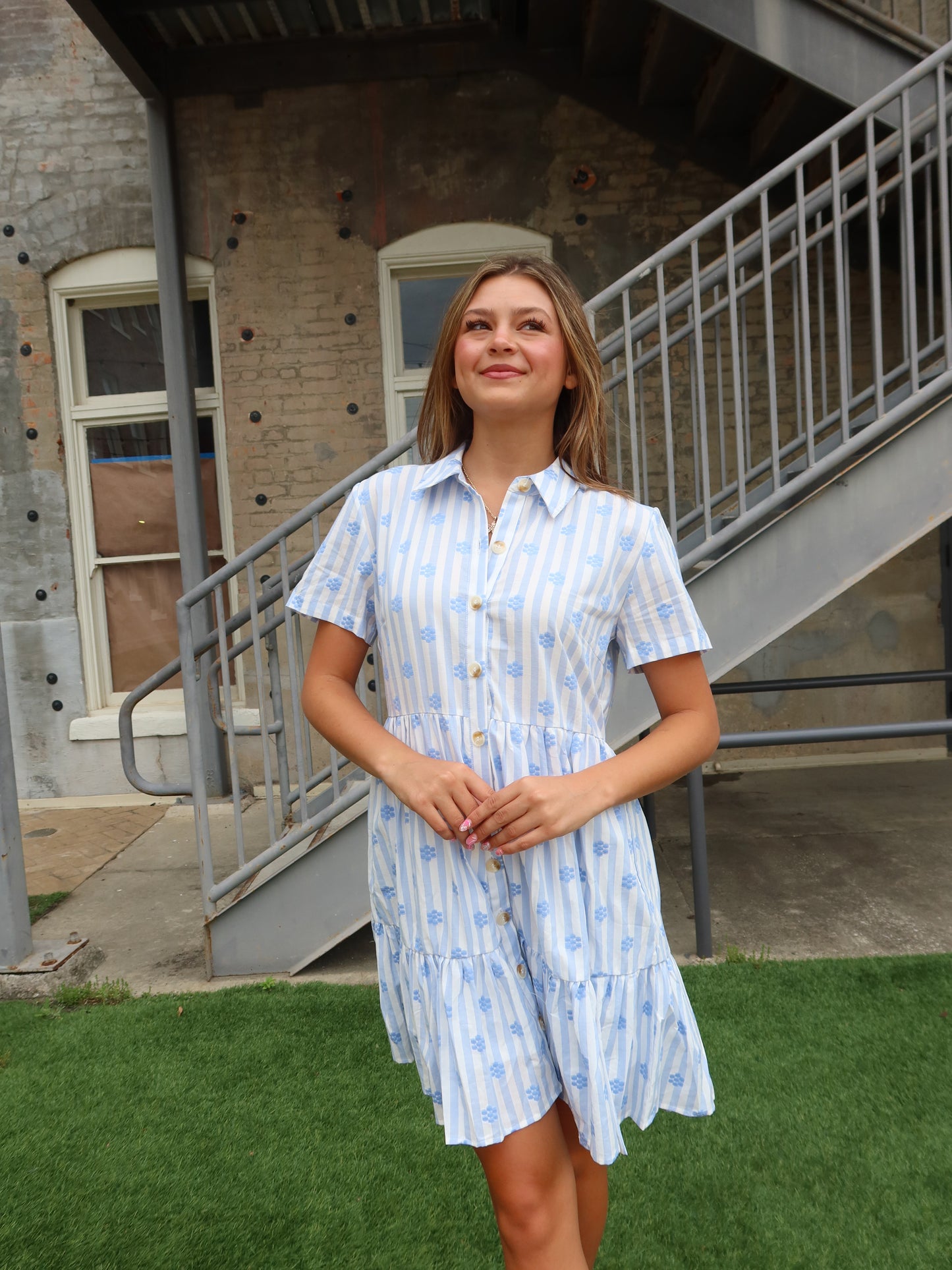 Flower Girl Striped Shirt Dress