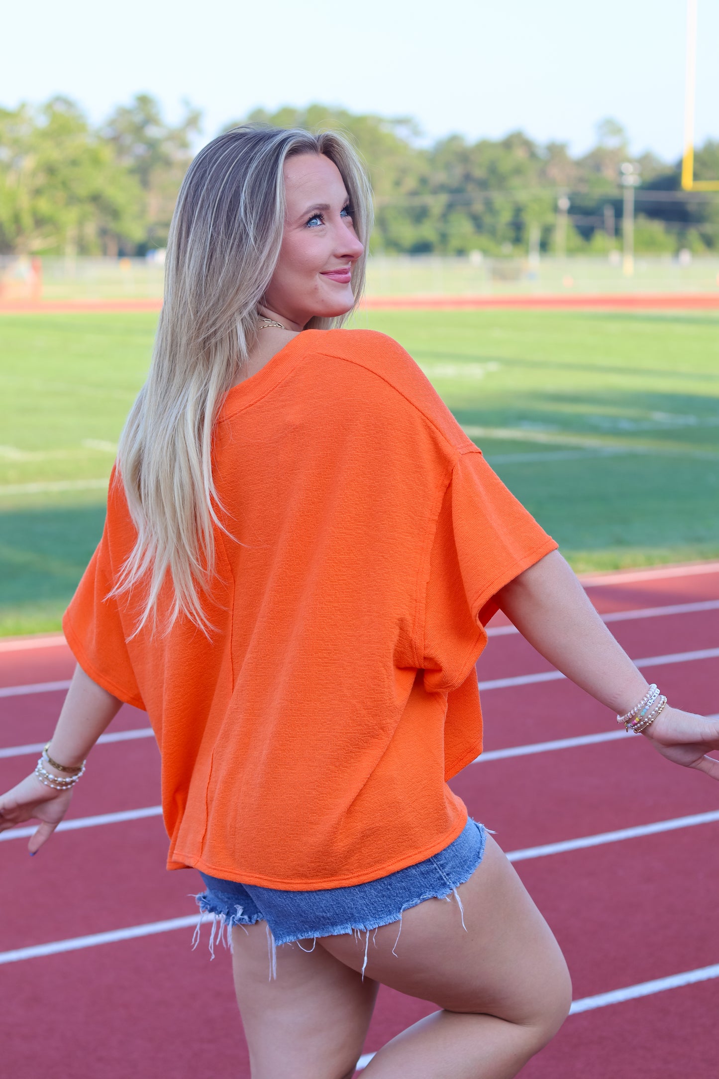Vienna V-Neck Top - Orange