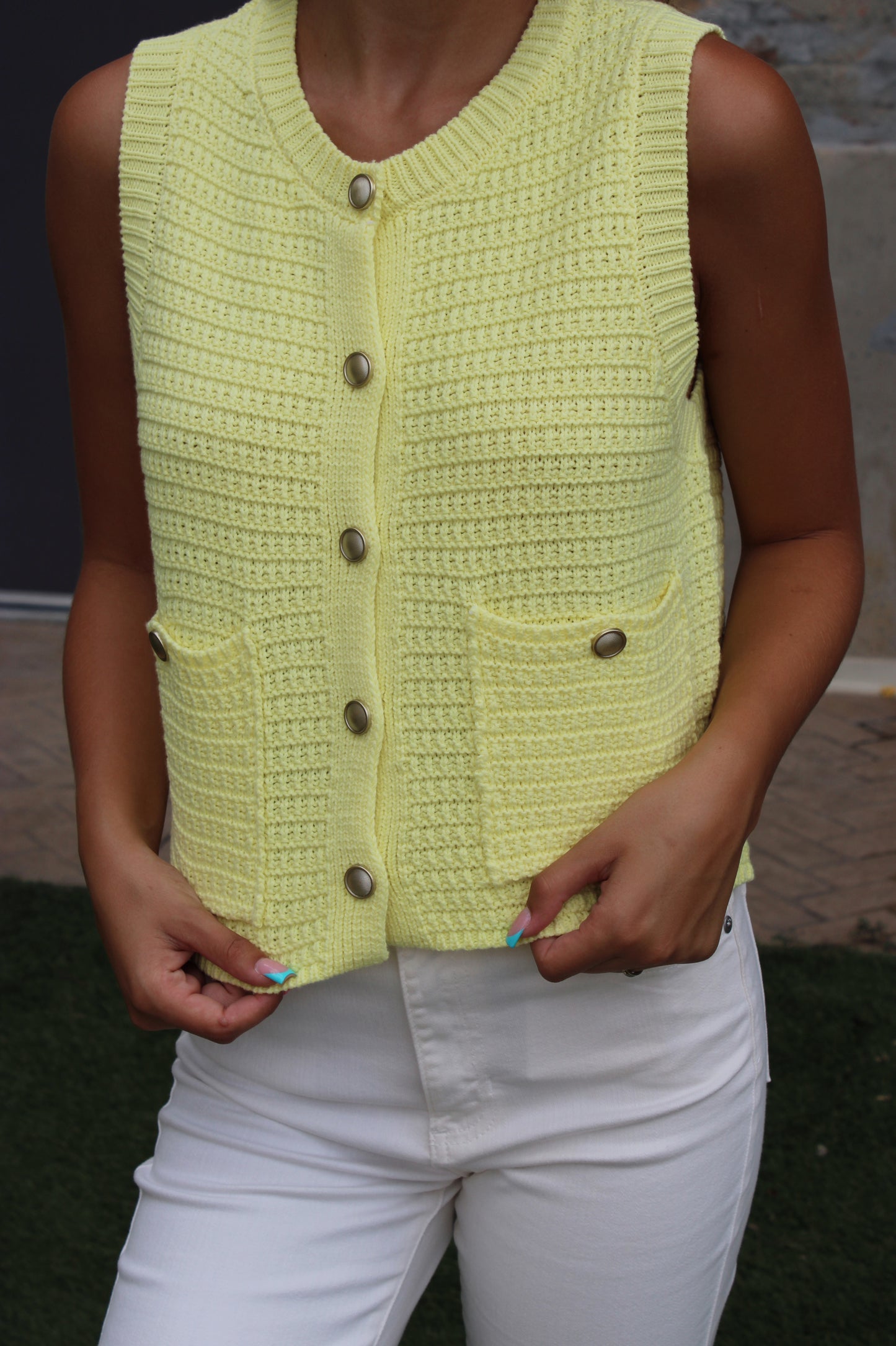 Josie Knit Tank - Pale Yellow