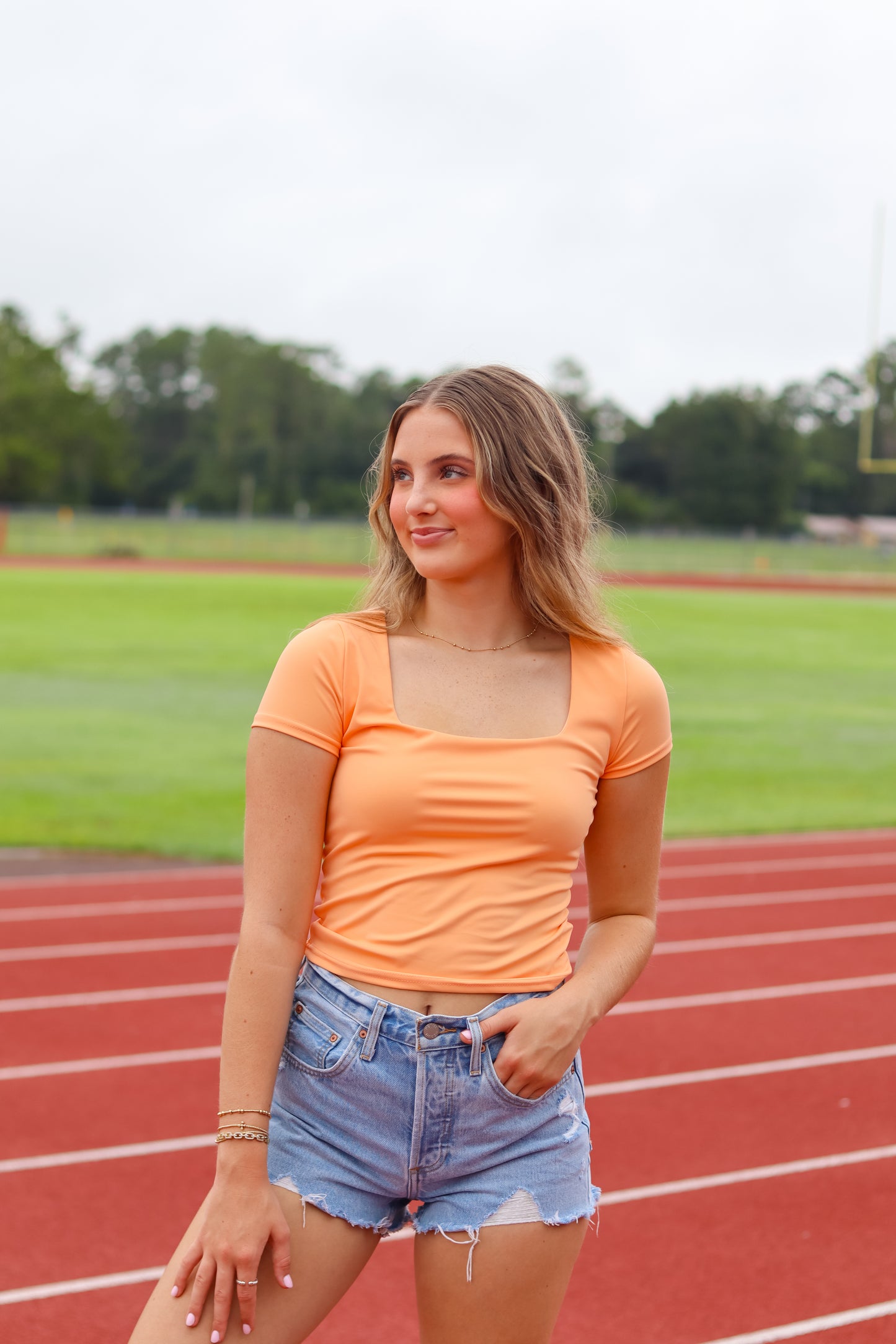 Nova Square Neck Top - Orange