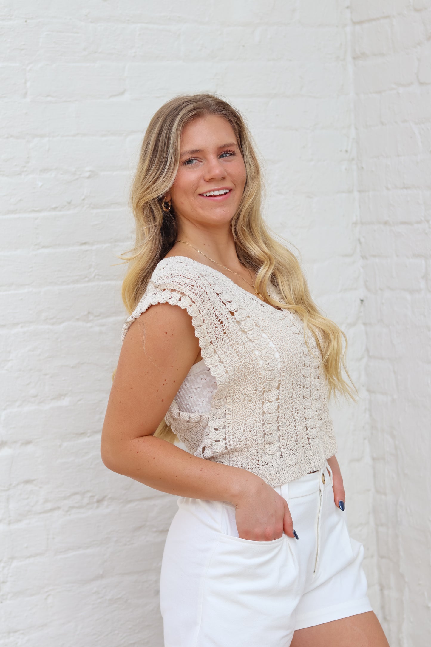 Juliana Crochet Top - Natural