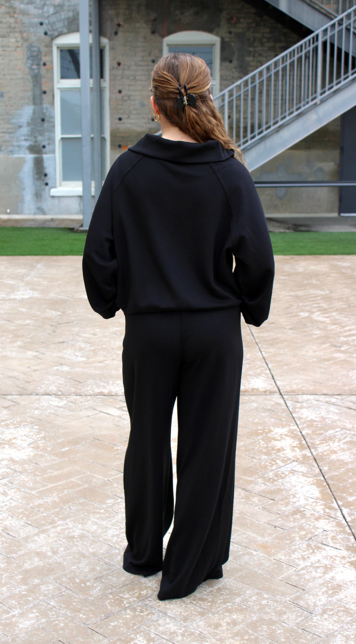 Savannah Knit Zip Top - Black