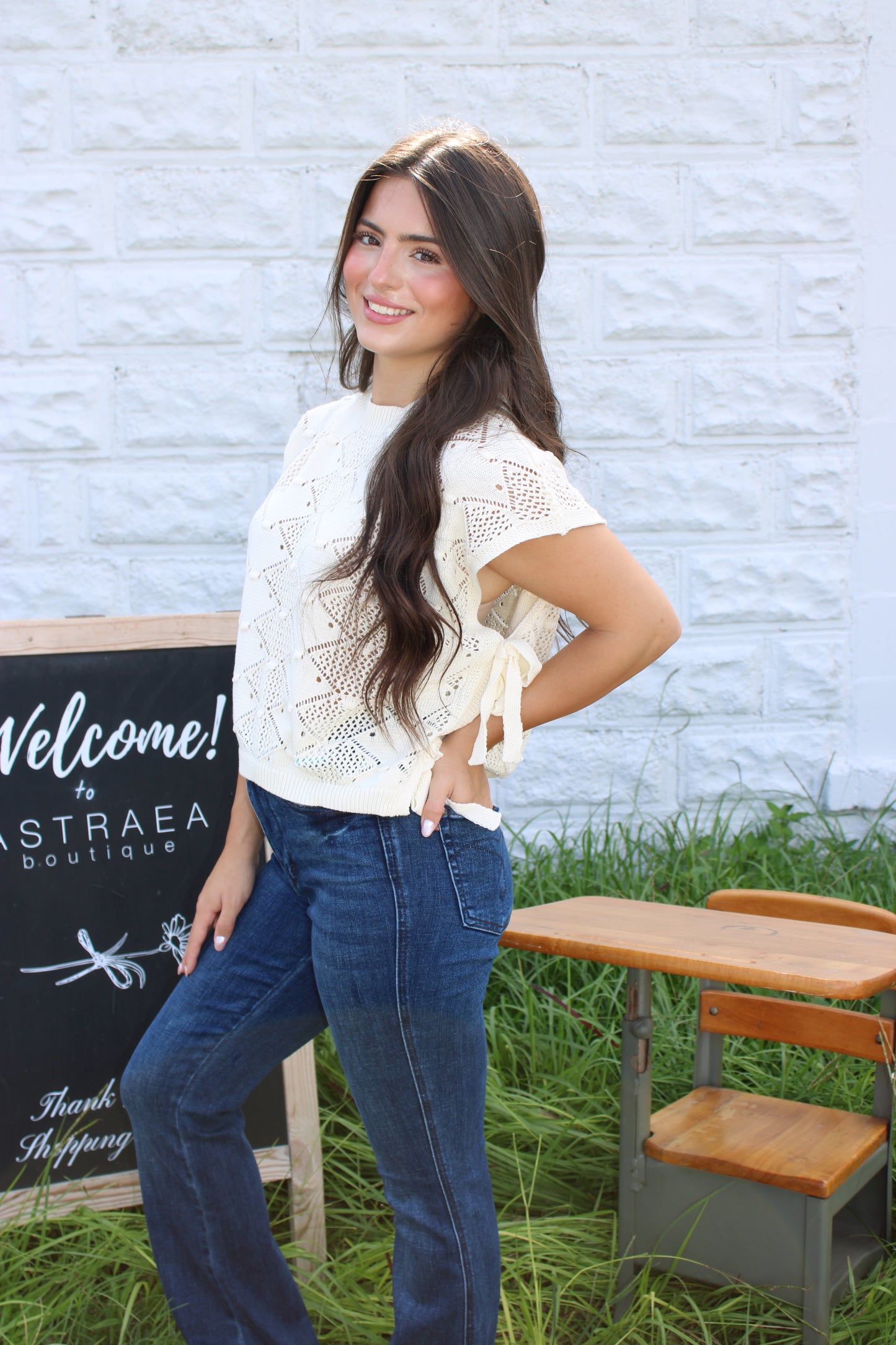 Louisa Crochet Sweater - Cream
