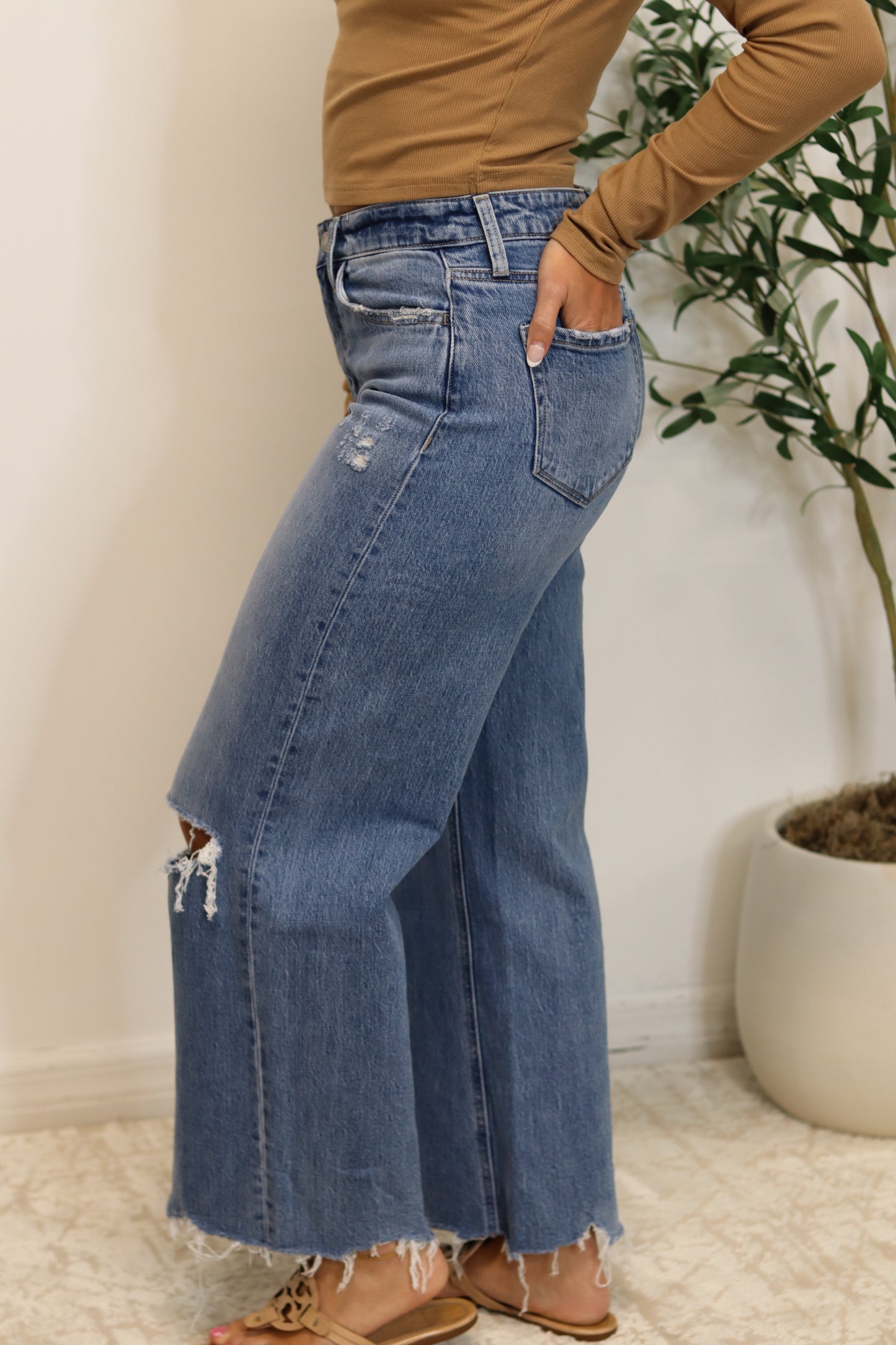 Lily High Rise Crop Wide Leg Jeans