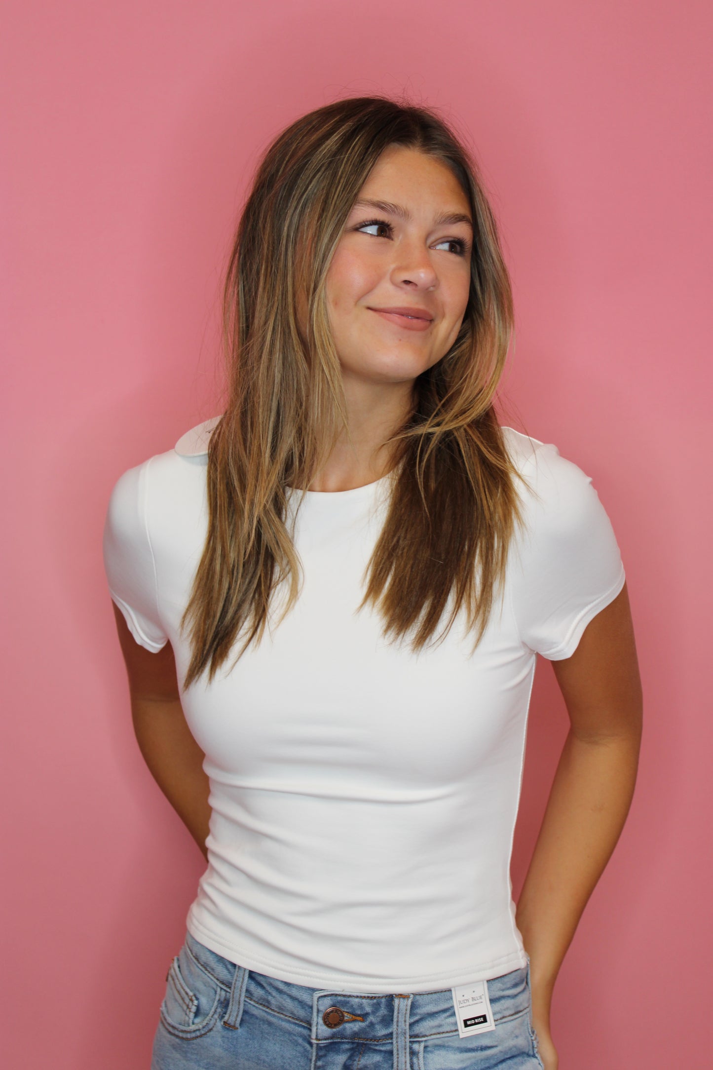 Layne Double Lined Baby Tee - White