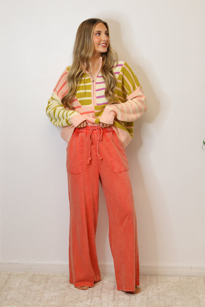 Nala Terry Knit Pants - Fusion Coral