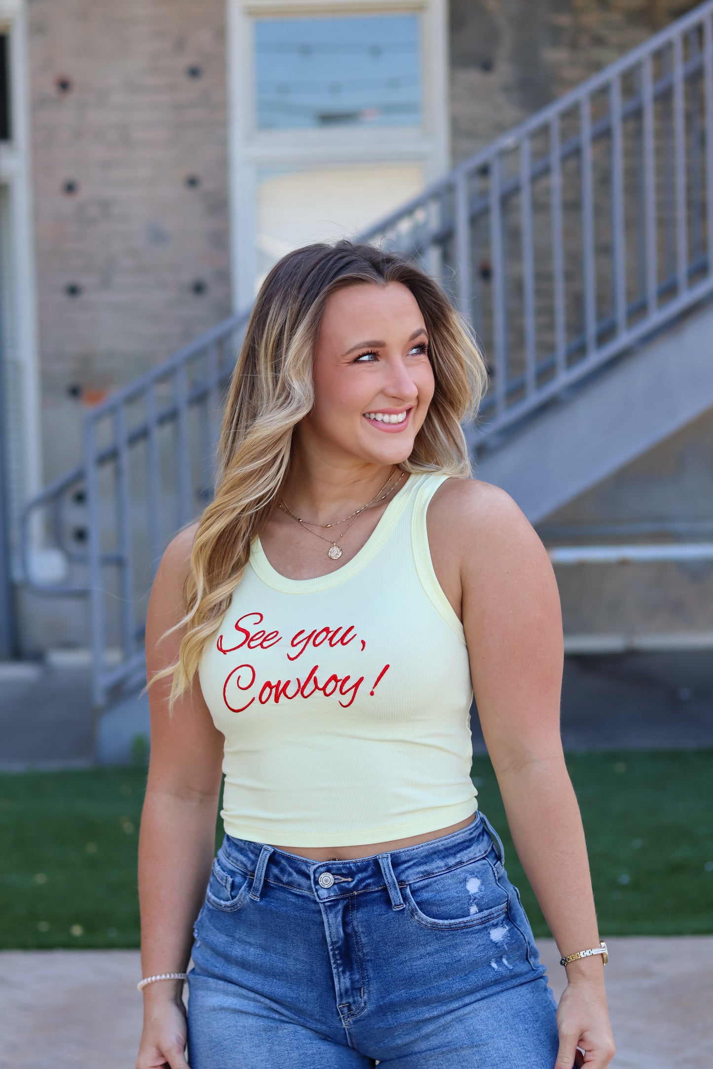 See Ya Cowboy Tank - Lemon