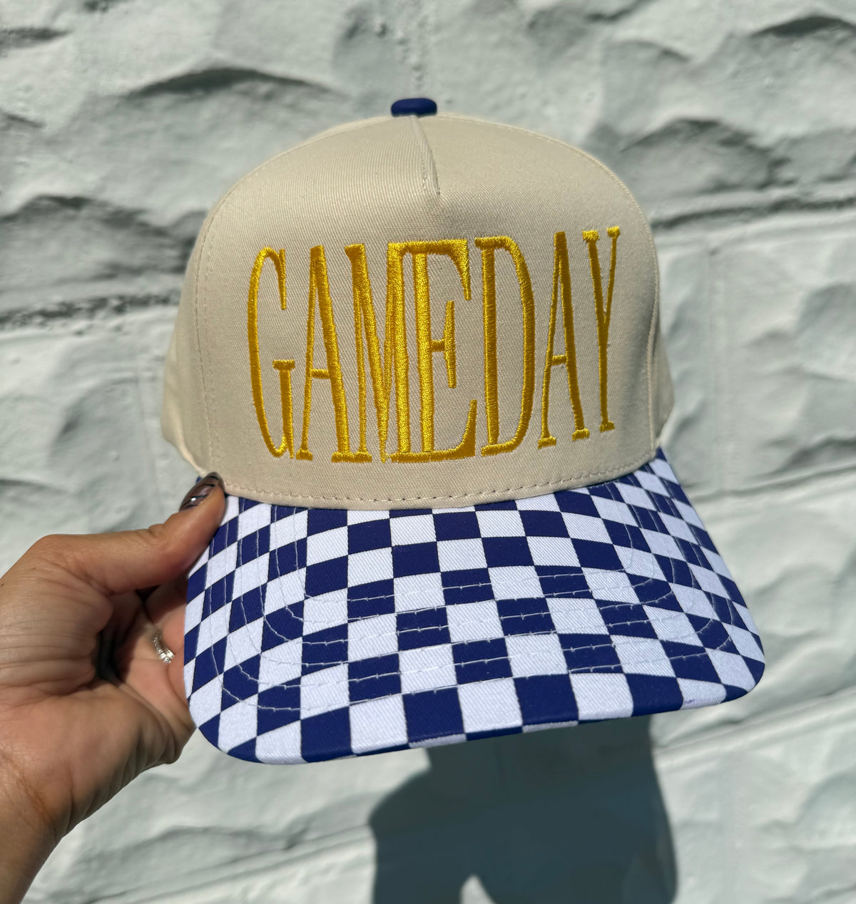 Purple Checkered Gameday Trucker Hat
