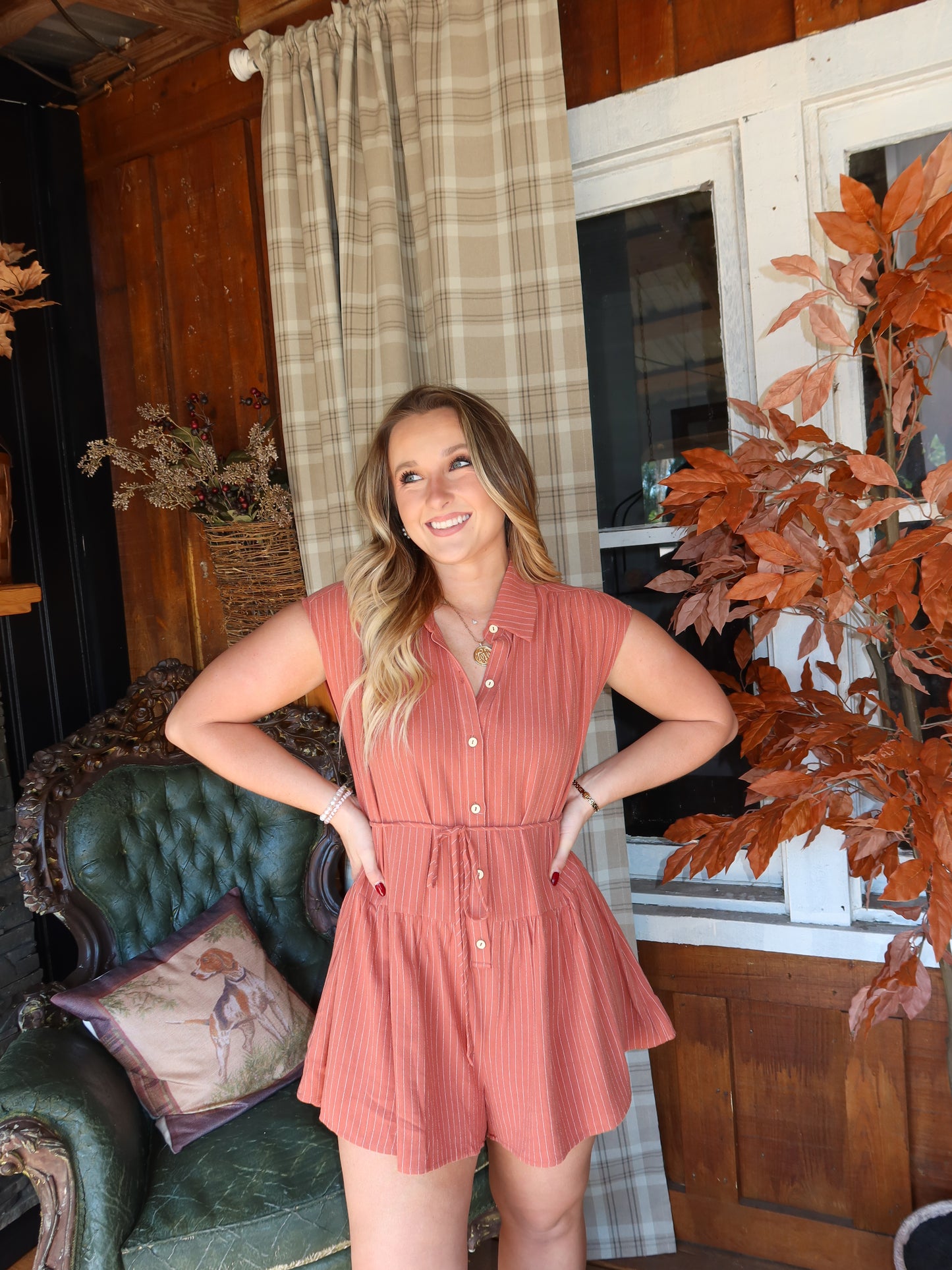 Rowe Striped Linen Romper