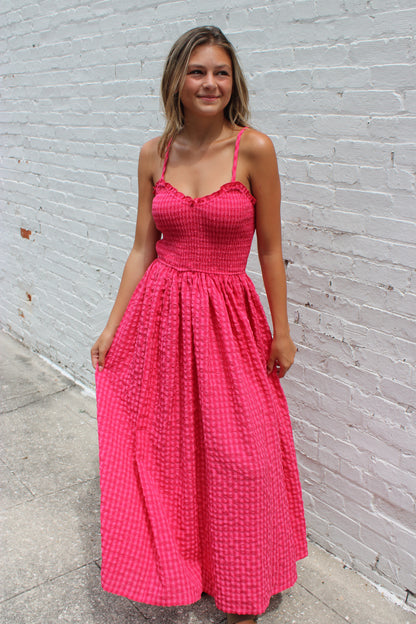 Love Song Gingham Maxi Dress