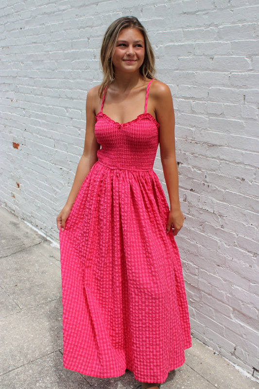Love Song Gingham Maxi Dress