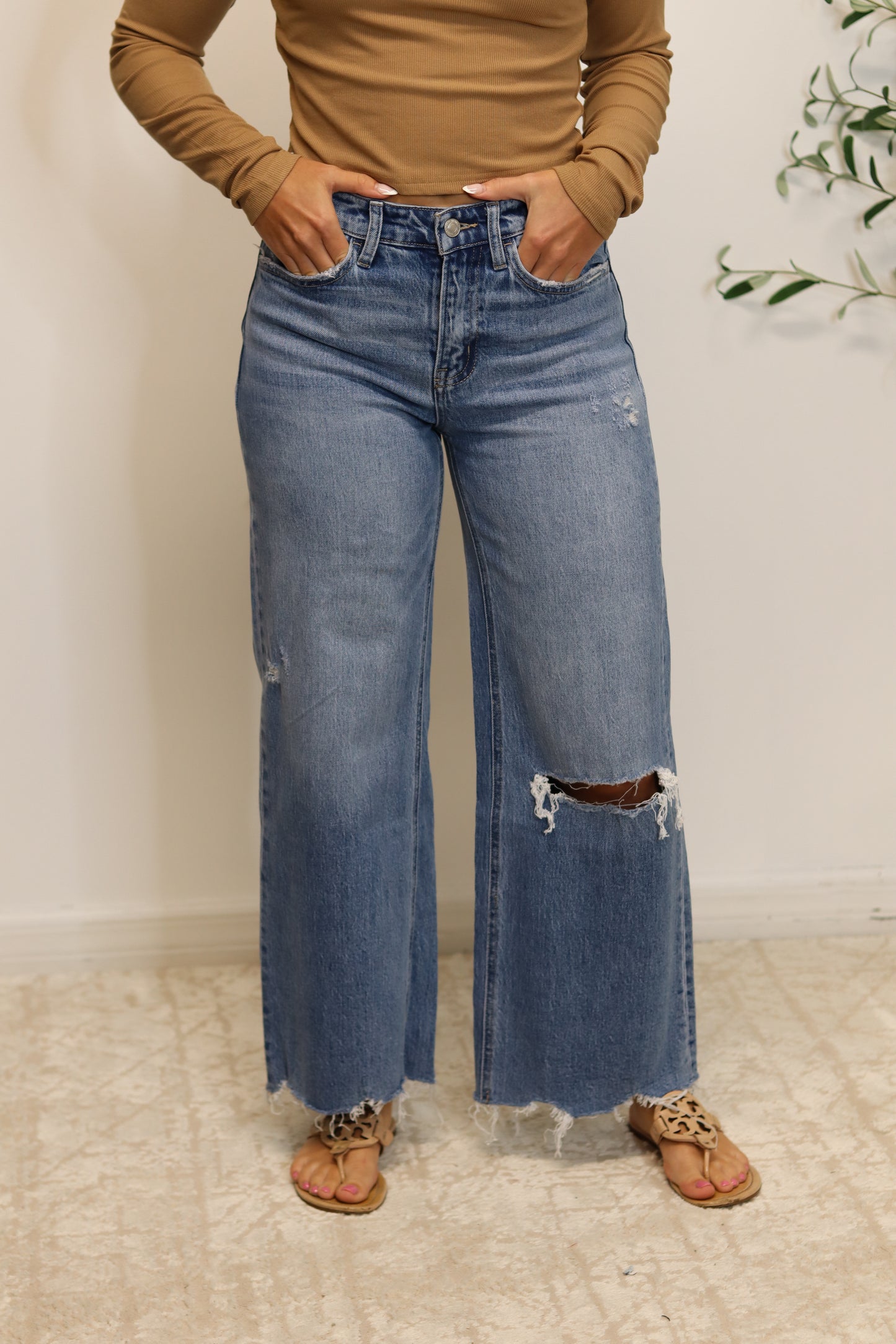 Lily High Rise Crop Wide Leg Jeans