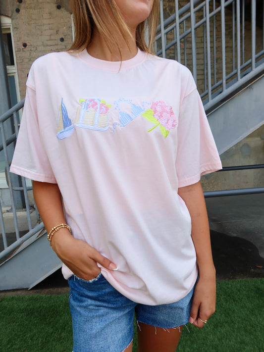 Beach Day Embroidered Tee