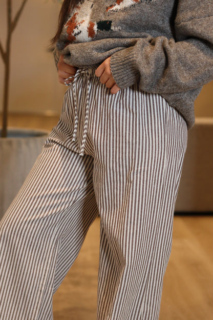 Kenna Striped Pants - Brown