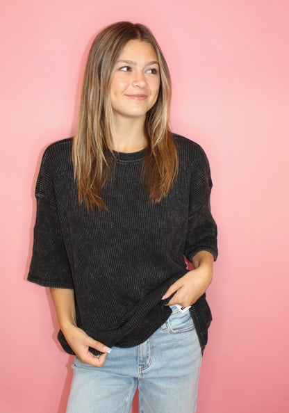 Florence Oversized Knit Top - Black