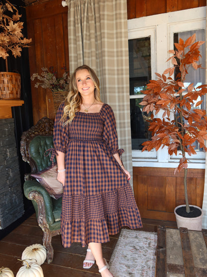 Livvy Checkered Midi Dress