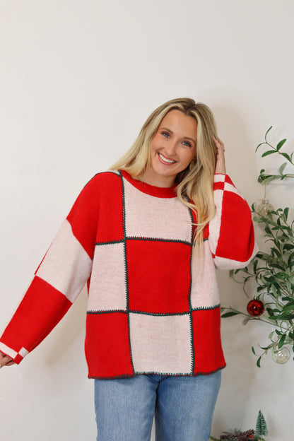 Mistletoe Color Block Sweater