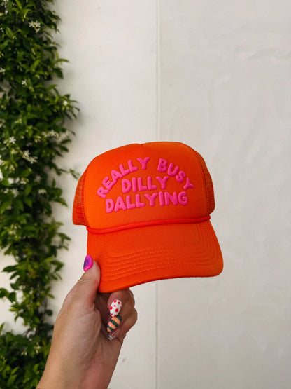 Really Busy Dilly Dallying Trucker Hat - Blue
