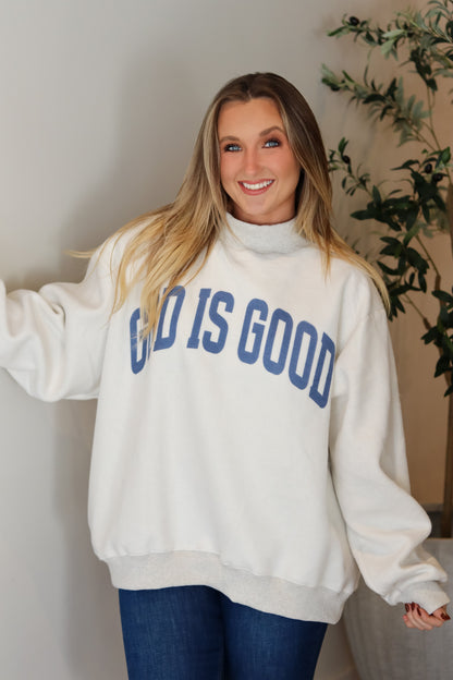 'JESUS & GOD IS GOOD' Mock Neck Sweatshirt (Reversible)