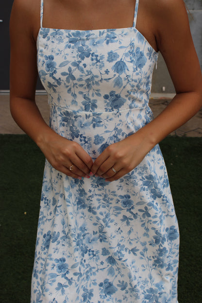 Bridgerton Watercolor Floral Midi Dress