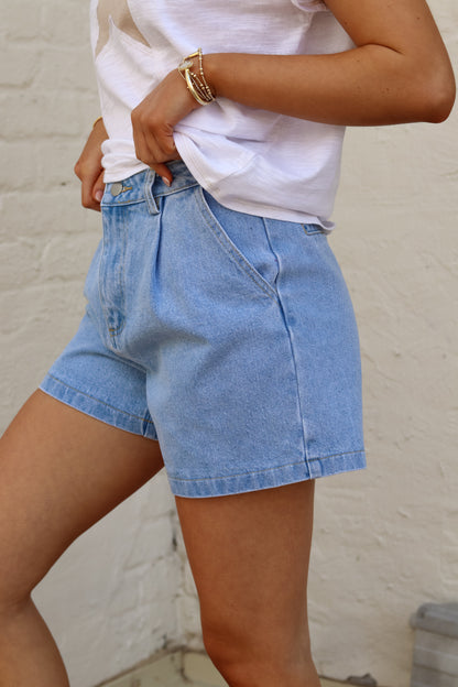 Backroads Pleated Denim Shorts