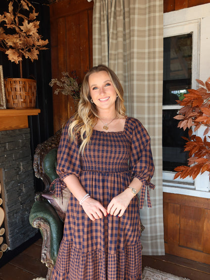 Livvy Checkered Midi Dress