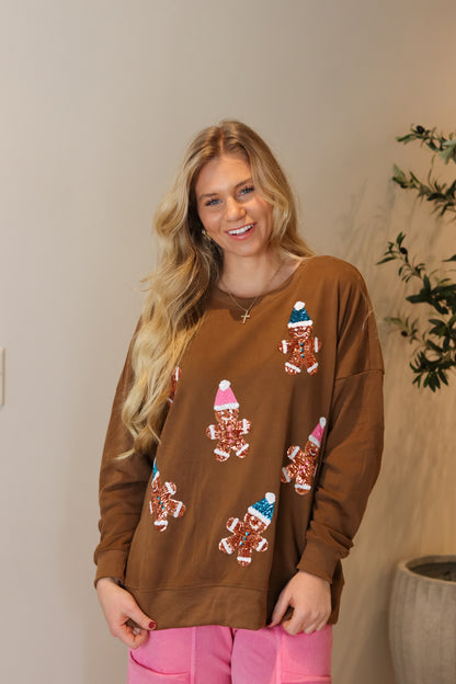 Sequin Gingerbread Sweatshirt