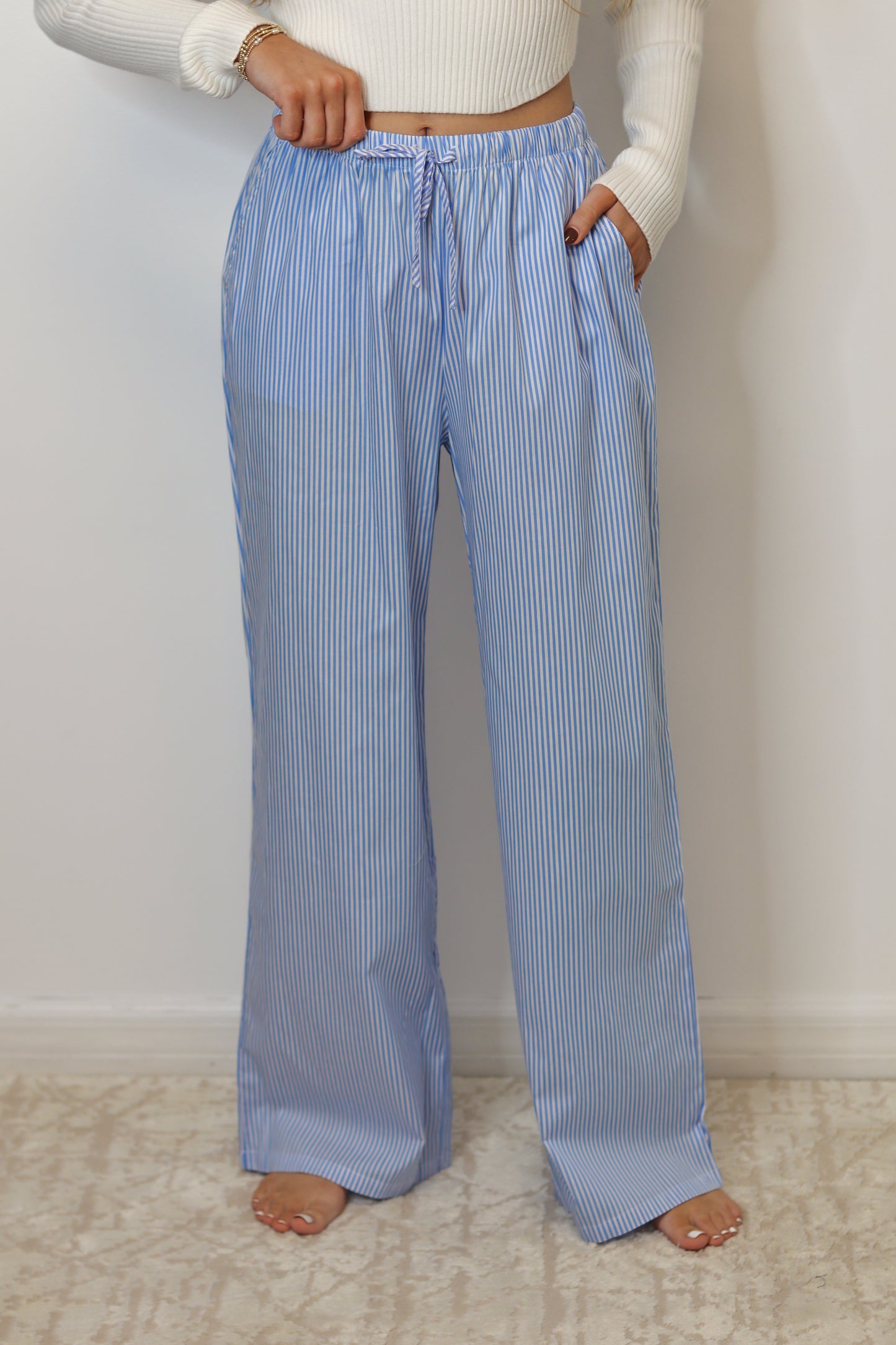 Dana Striped Pants - Blue & White