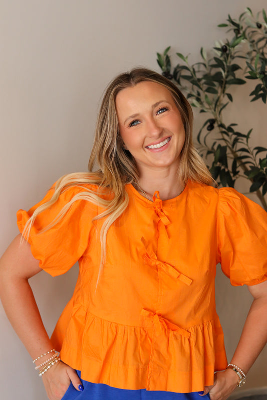 Hailey Bow Blouse - Orange