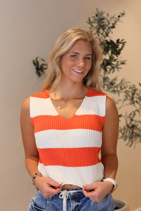 Varsity Stripe Top - Orange